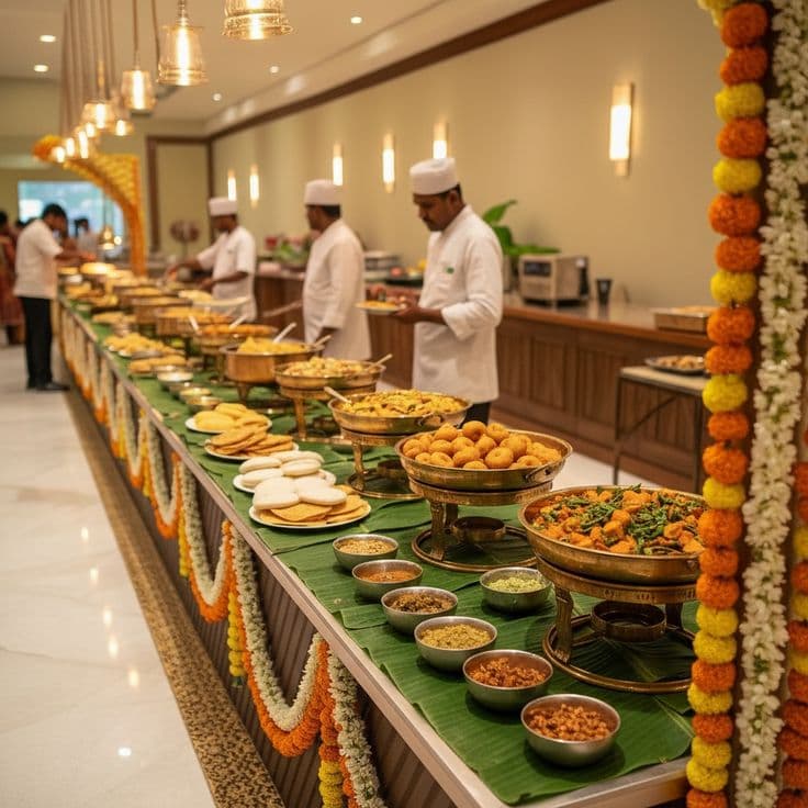 Indian catering spread at a celebration